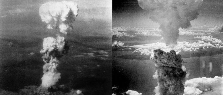 Valley of the Shadow of Death Atomic bomb explosions over Hiroshima, Japan, 6 August 1945 (left) and over Nagasaki, Japan, 9 August 1945 (right).