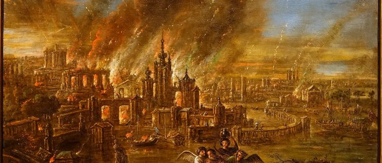 Divine Retribution for Sodom and Gomorrah Sodom and Gomorrah afire by Jacob de Wet II, 1680
